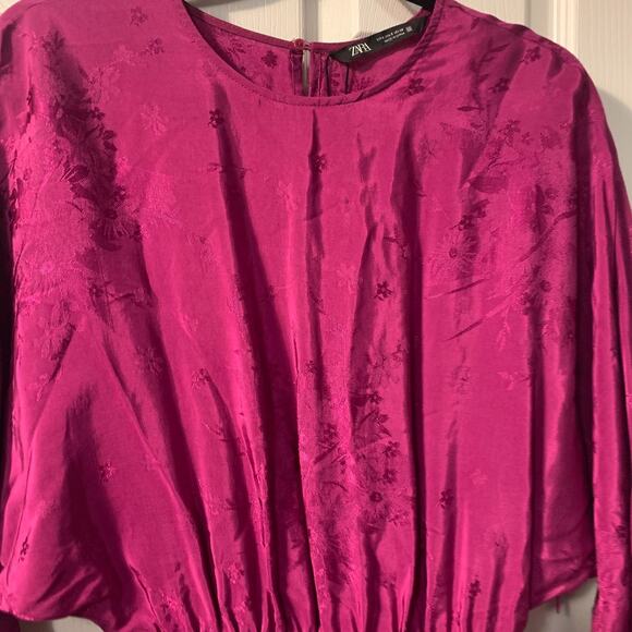 Zara Women's Viscose Jacquard Minidress Size S NEW Kimono Sleeves Going Out Luxe - Picture 2 of 10